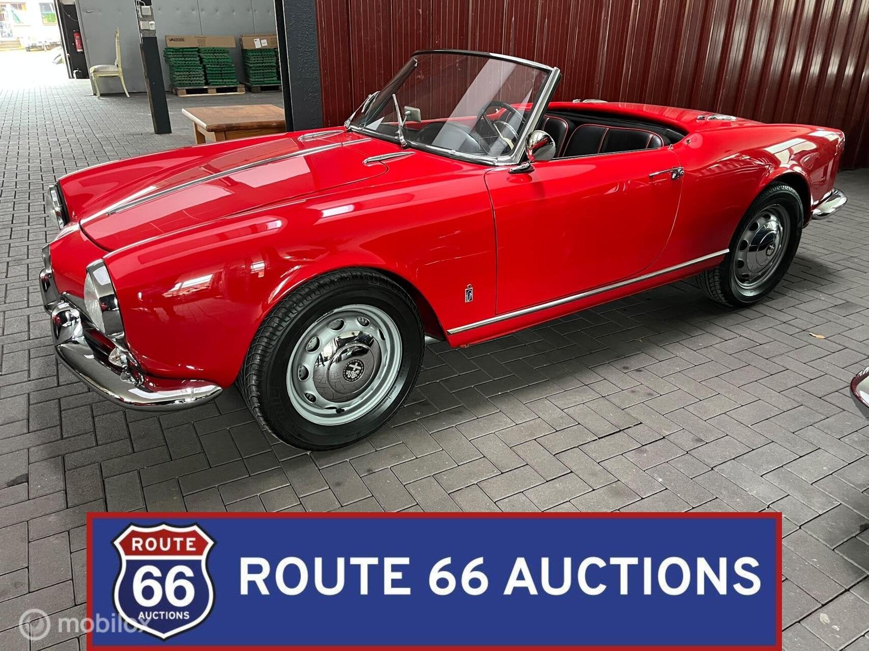 Alfa Romeo Giulietta Spider | 1957 | Route 66 Auctions, Zwart, Bedrijf, Handgeschakeld, Overige carrosserie
