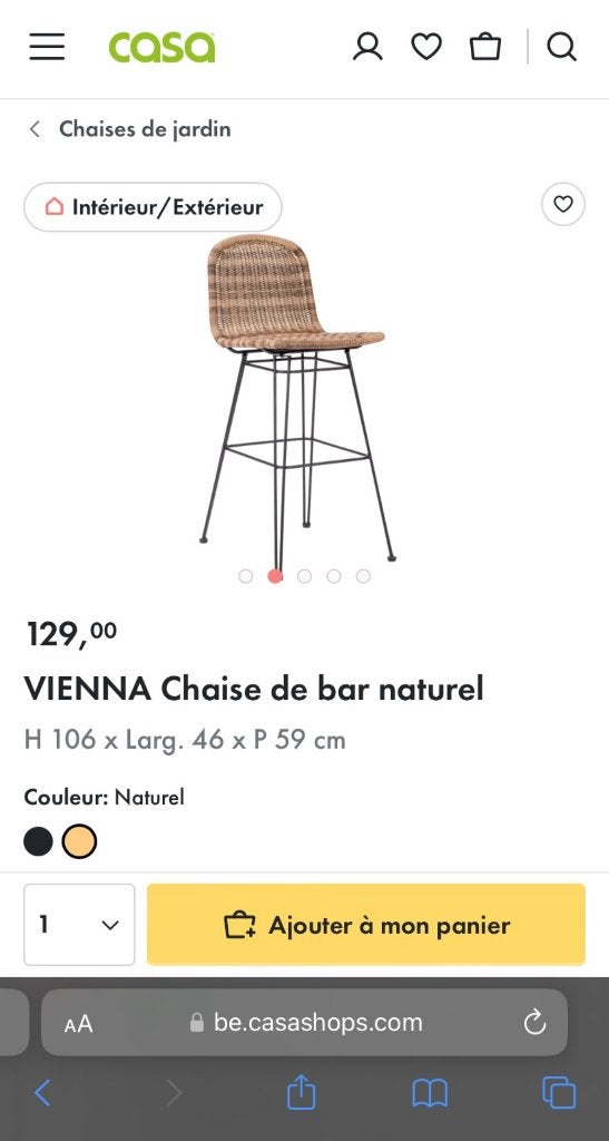 2x Chaises de bar, Maison & Meubles, Avec repose-pieds, 2 tabourets, Comme neuf, Enlèvement