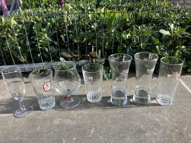 7 VERRES BELLE-VUE DIFFÉRENTES, Enlèvement ou Envoi, Comme neuf, Verre à bière