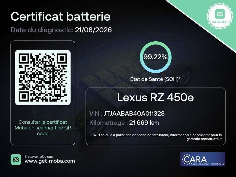 Lexus RZ 99.2% SoH | 450e AWD Privilege L | pano | head up, Autos, Lexus, Achat, Euro 6, Noir, 5 portes