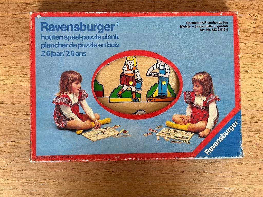 vintage houten speelpuzzel thema boerderij, Kinderen en Baby's, Ophalen of Verzenden, Zo goed als nieuw, Van hout, Minder dan 10 stukjes