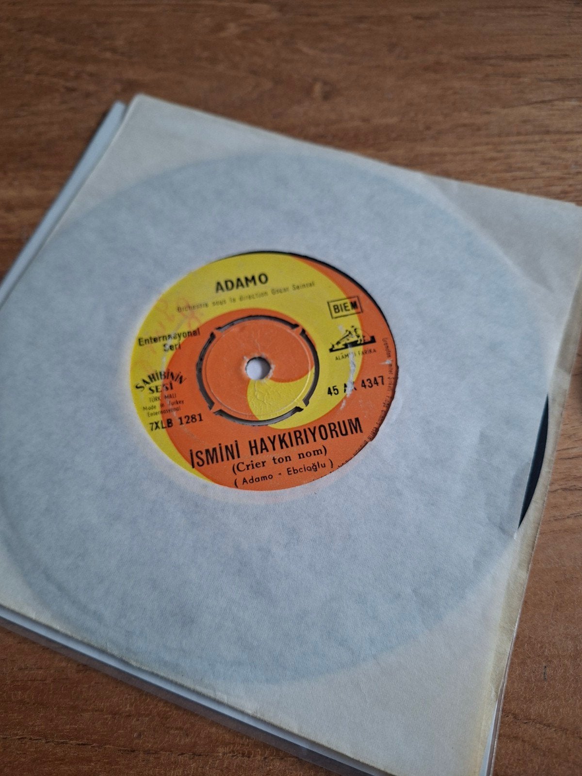 Vinyle - single turc, Adamo Ismini Haykiriyorum, 1965, CD & DVD, Enlèvement ou Envoi, 7 inch, Autres genres, Utilisé
