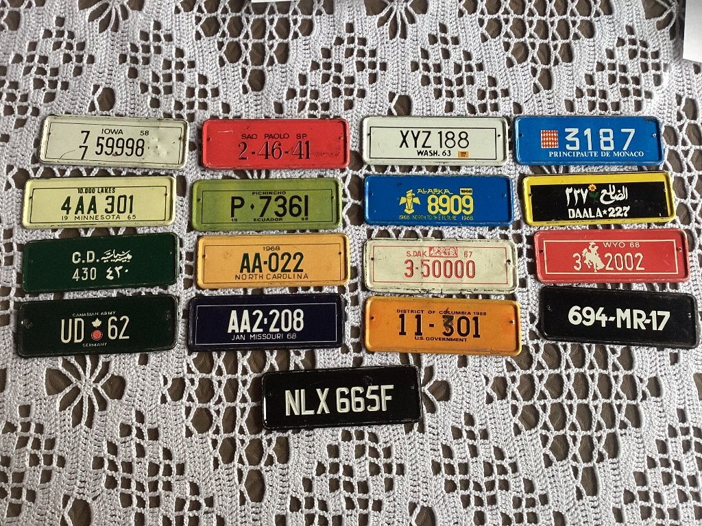 17 ijzeren plaatjes autoplaten Salami IMPERIAL prenten, Ophalen of Verzenden, Gebruikt