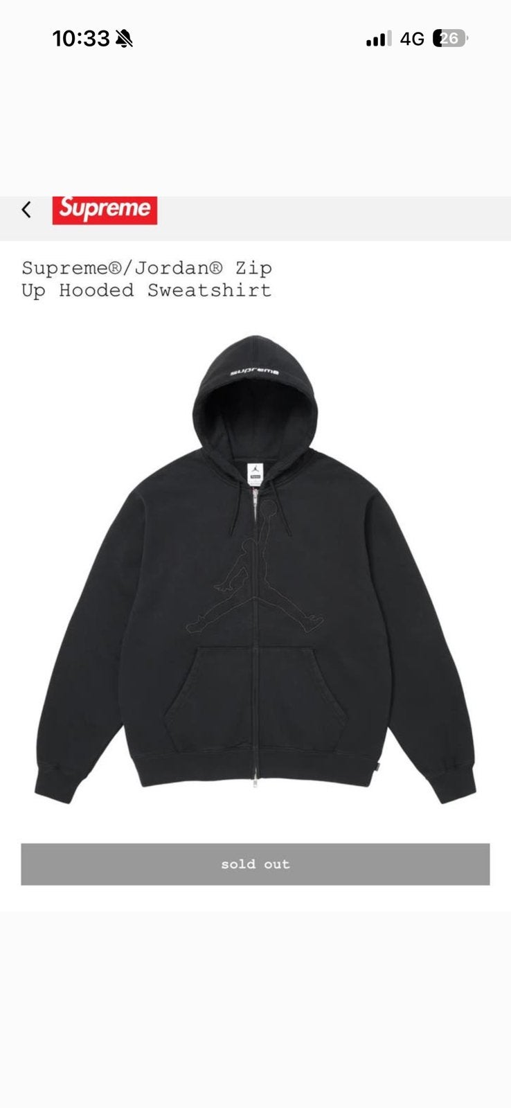 Sweat zippe Jordan/Supreme Ss26 taille « M », Kleding | Heren, Ophalen of Verzenden, Zo goed als nieuw