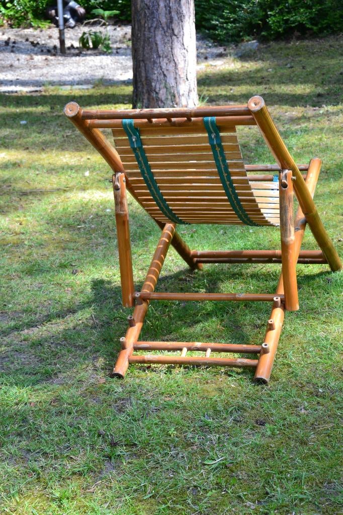chaise longue vintage en bambou, Jardin & Terrasse, Chaises de jardin, Enlèvement, Utilisé, Rotin, Ajustable