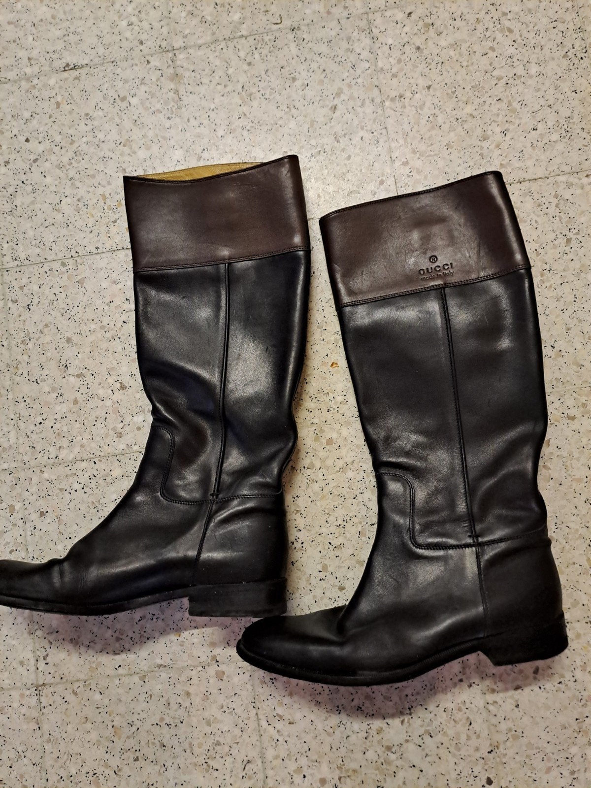 gucci, lederen klassieke rijlaarzen, mt 38, Zwart, Ophalen of Verzenden, Gucci, Gedragen