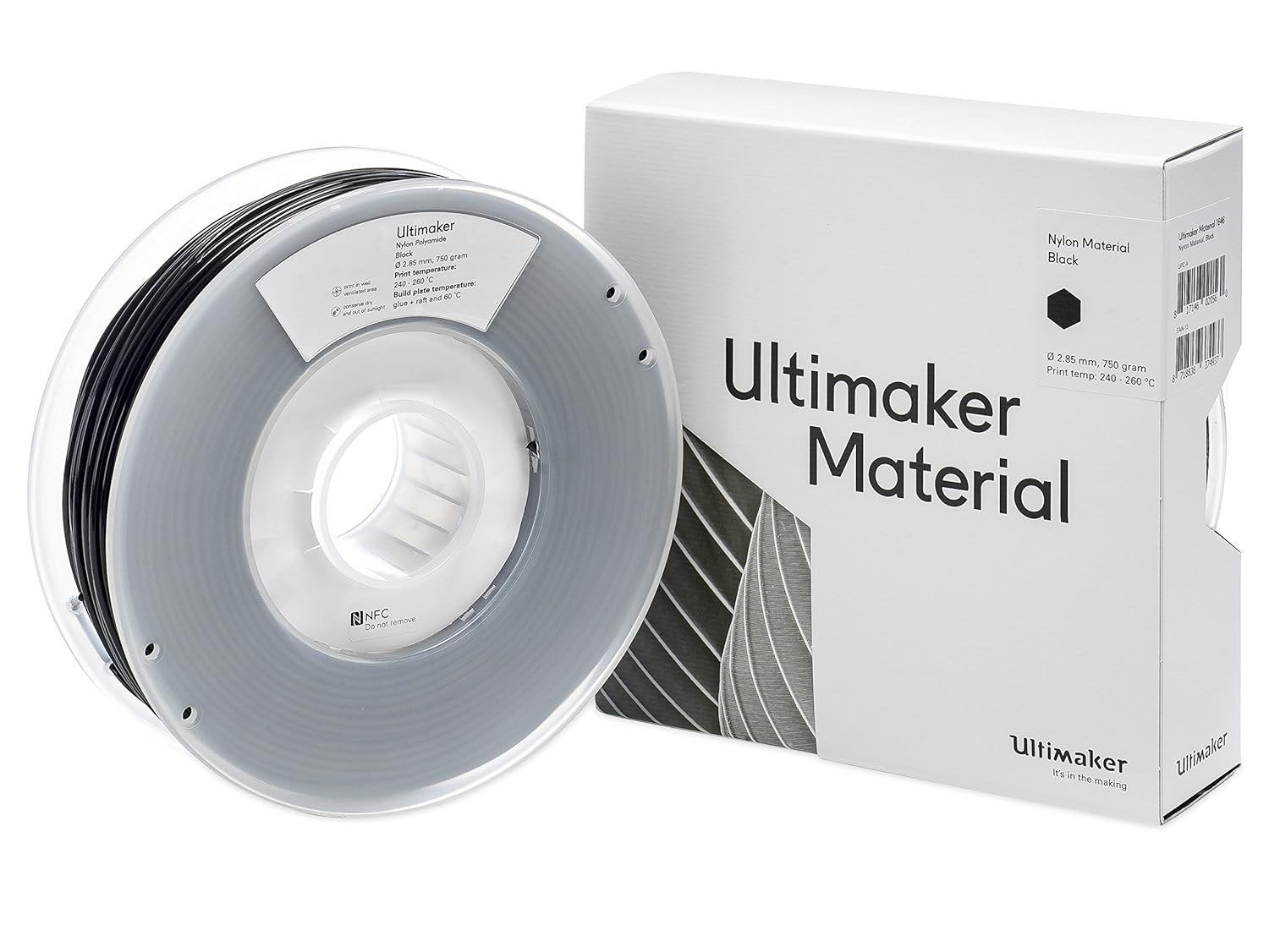 7x Ultimaker Nylon zwart 2.85mm 750g – nieuw in verpakking, Computers en Software, 3D-printerbenodigheden, Ophalen of Verzenden