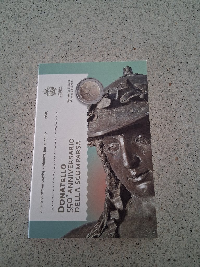 2 euro San Marino 2016 Donatello in boekje, Ophalen of Verzenden, San Marino, 2 euro, Losse munt