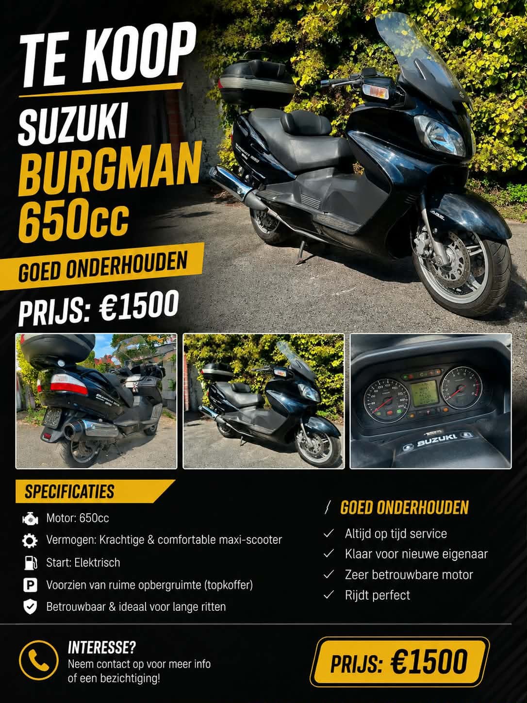 Suzuki burgman 650, Motos, Scooter, Occasion, ABS, 2 cylindres