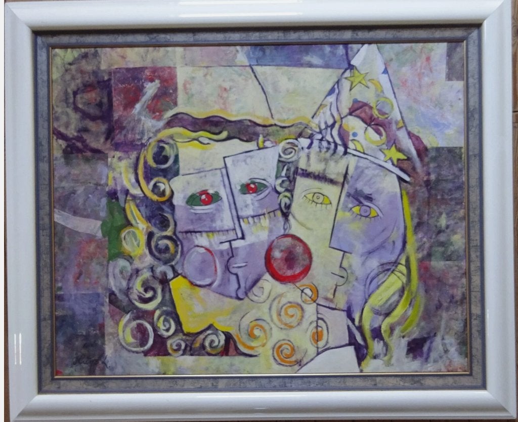 Ludo Huys, op paneel, Figuren,  80 x 100 cm,, Enlèvement