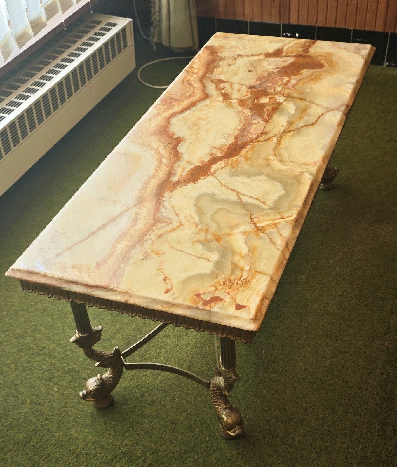 Table basse en onyx et bronze, Antiquités & Art, Enlèvement