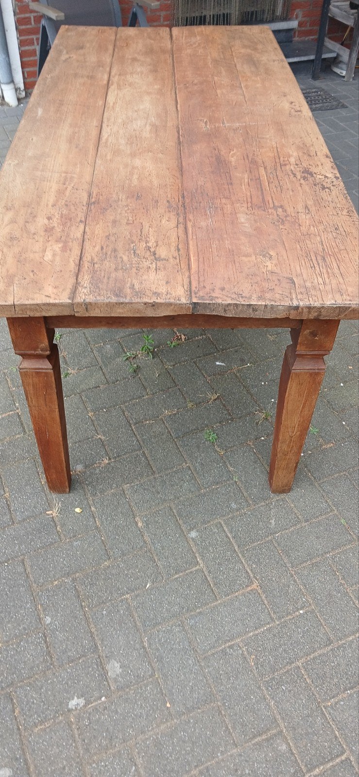 Ancienne table de ferme en bois avec 2 toboggans, Maison & Meubles, Enlèvement