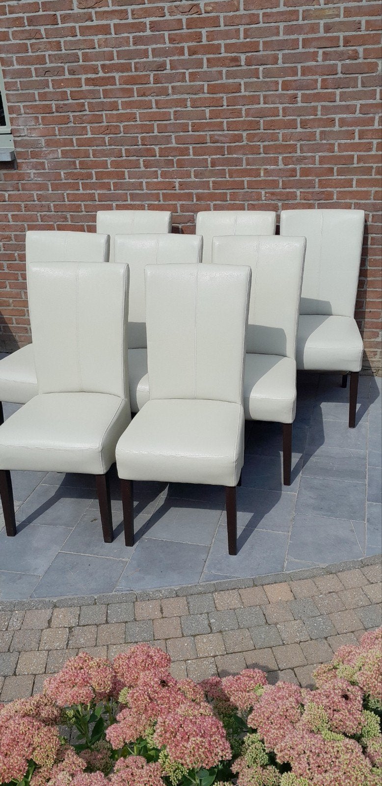 8 stoelen wit leer, Huis en Inrichting, Stoelen, Ophalen, Wit, Leer
