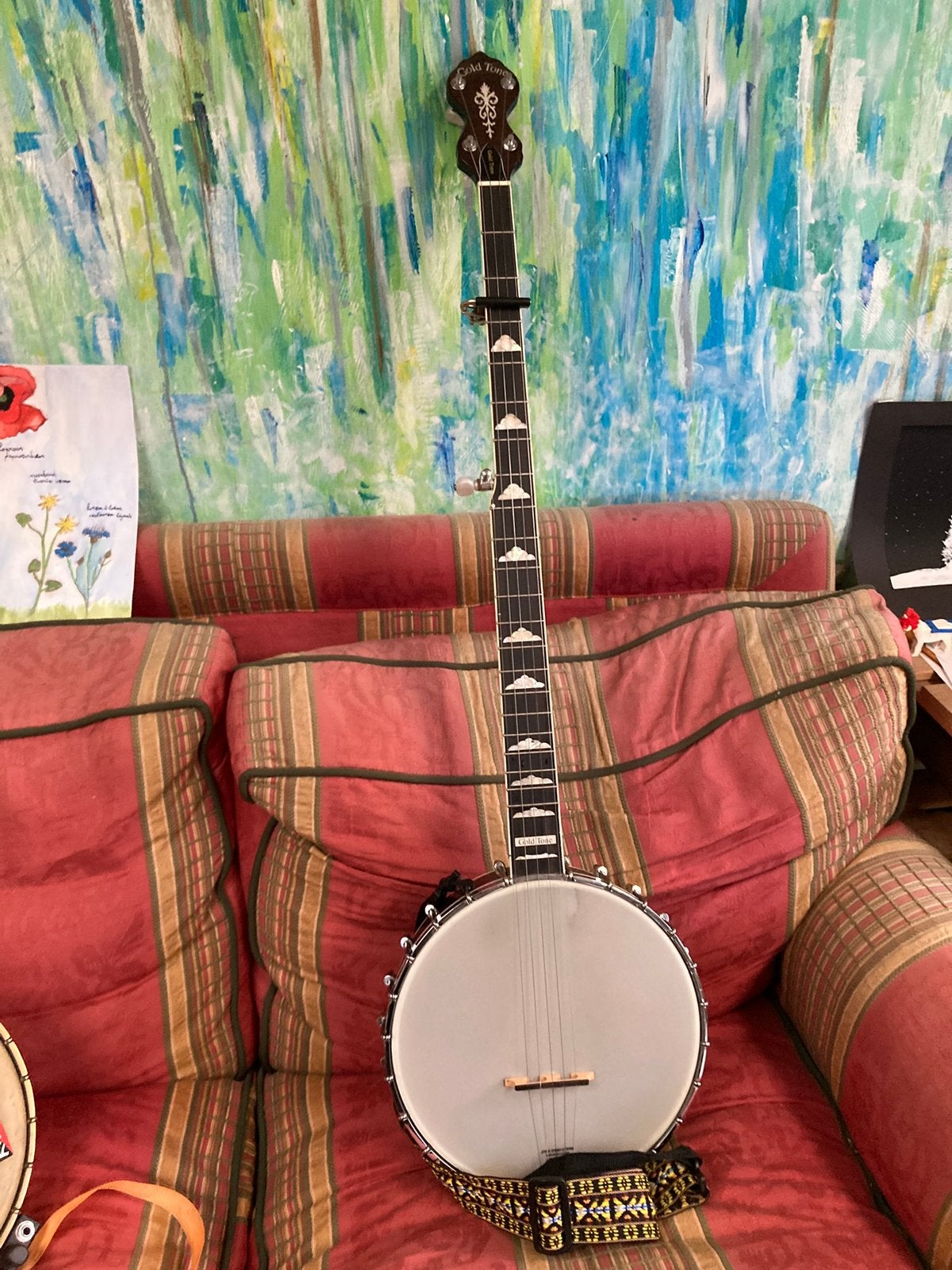 Gold tone long neck white lady, Muziek en Instrumenten, Ophalen, Zo goed als nieuw, 5-snarige of Bluegrassbanjo