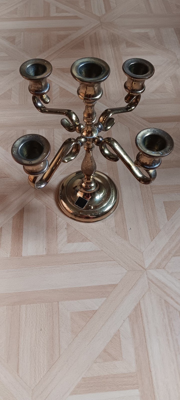 Vintage Massieve Messing kandelaar, Antiek en Kunst, Ophalen of Verzenden