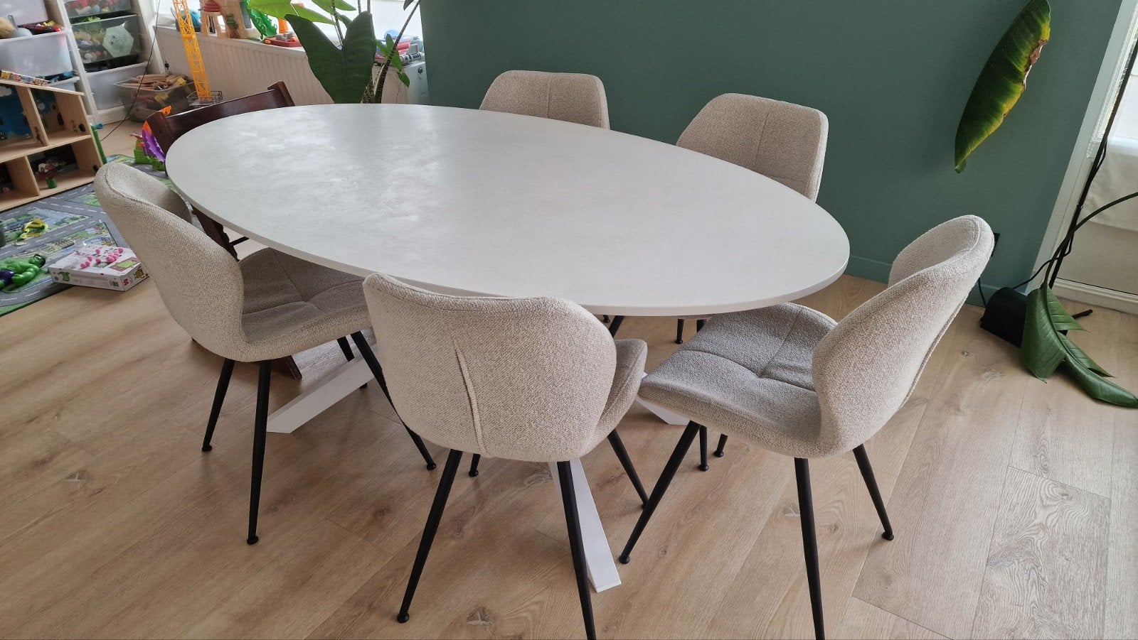 Witte eettafel Ikea, Huis en Inrichting, Ophalen, Zo goed als nieuw, 150 tot 200 cm, 50 tot 100 cm