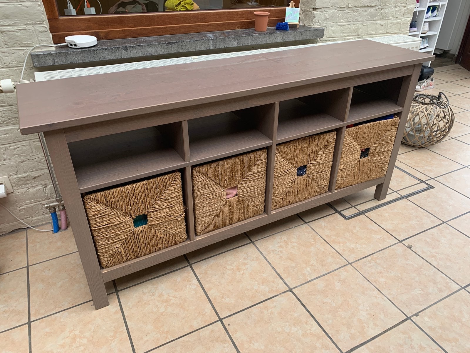 IKEA Hemnes dressoir / bank met KNIPSA manden, Ophalen, Met plank(en), Gebruikt, 150 tot 200 cm