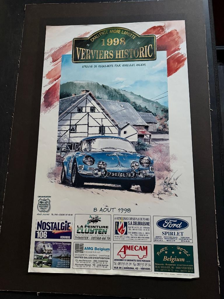 poster 1998 Verviers Historic rally Alpine Renault, Ophalen of Verzenden, Auto's