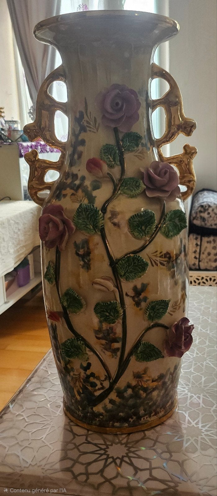 Grand vase faïence années 1950 Hubert Bequet (Belgique) -, Antiquités & Art, Enlèvement