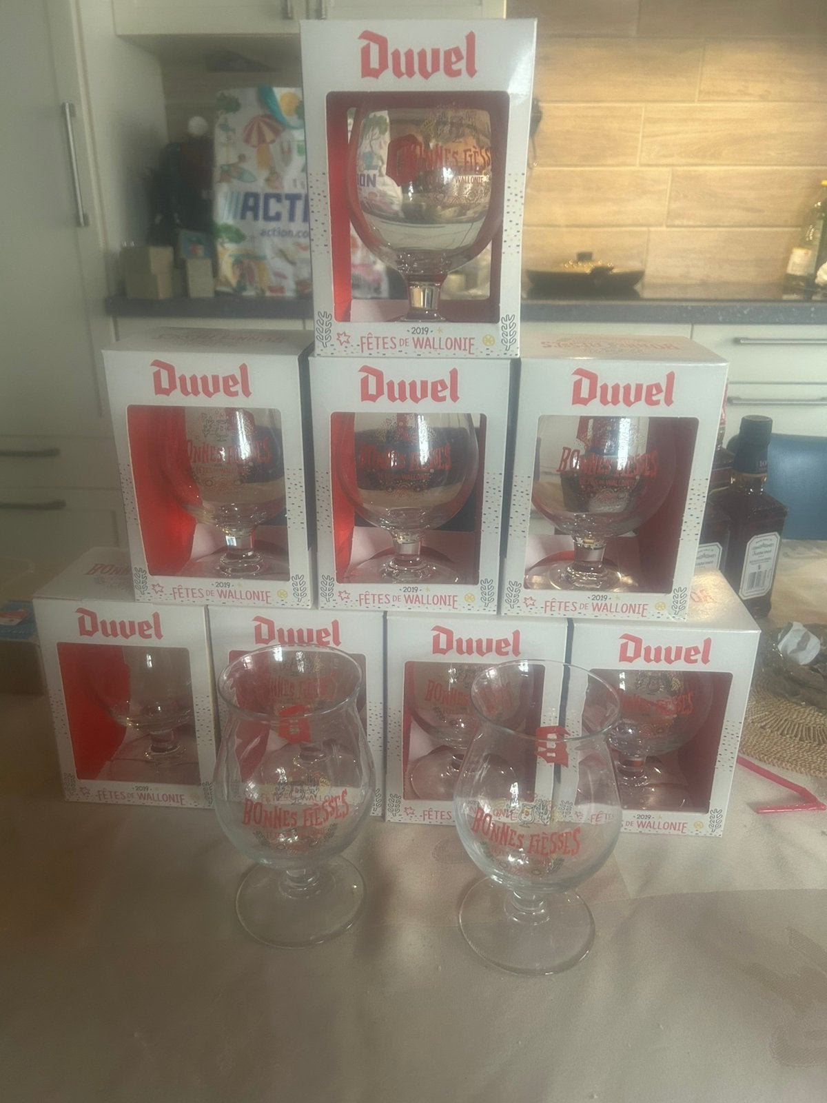 10 glazen duvel fetes de wallonie 2019, Ophalen, Zo goed als nieuw, Glas of Glazen, Duvel