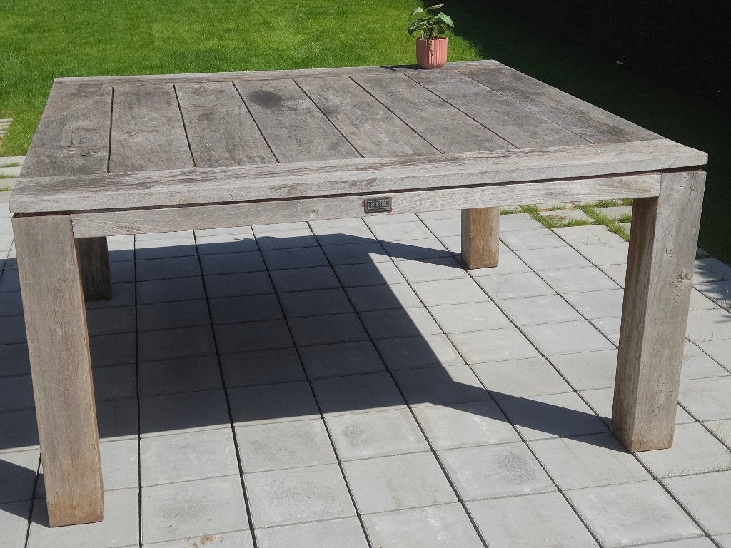 Houten vierkante tuintafel voor 8 personen, Ophalen, Gebruikt, Vierkant, Hout