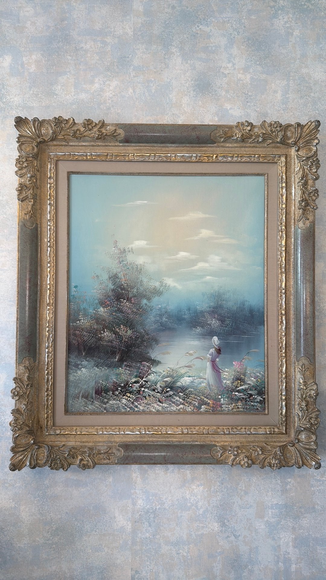 Beau cadre avec peinture à l'huile, Cadre spécial, Peinture à l'huile, Enlèvement, Maritime / eau