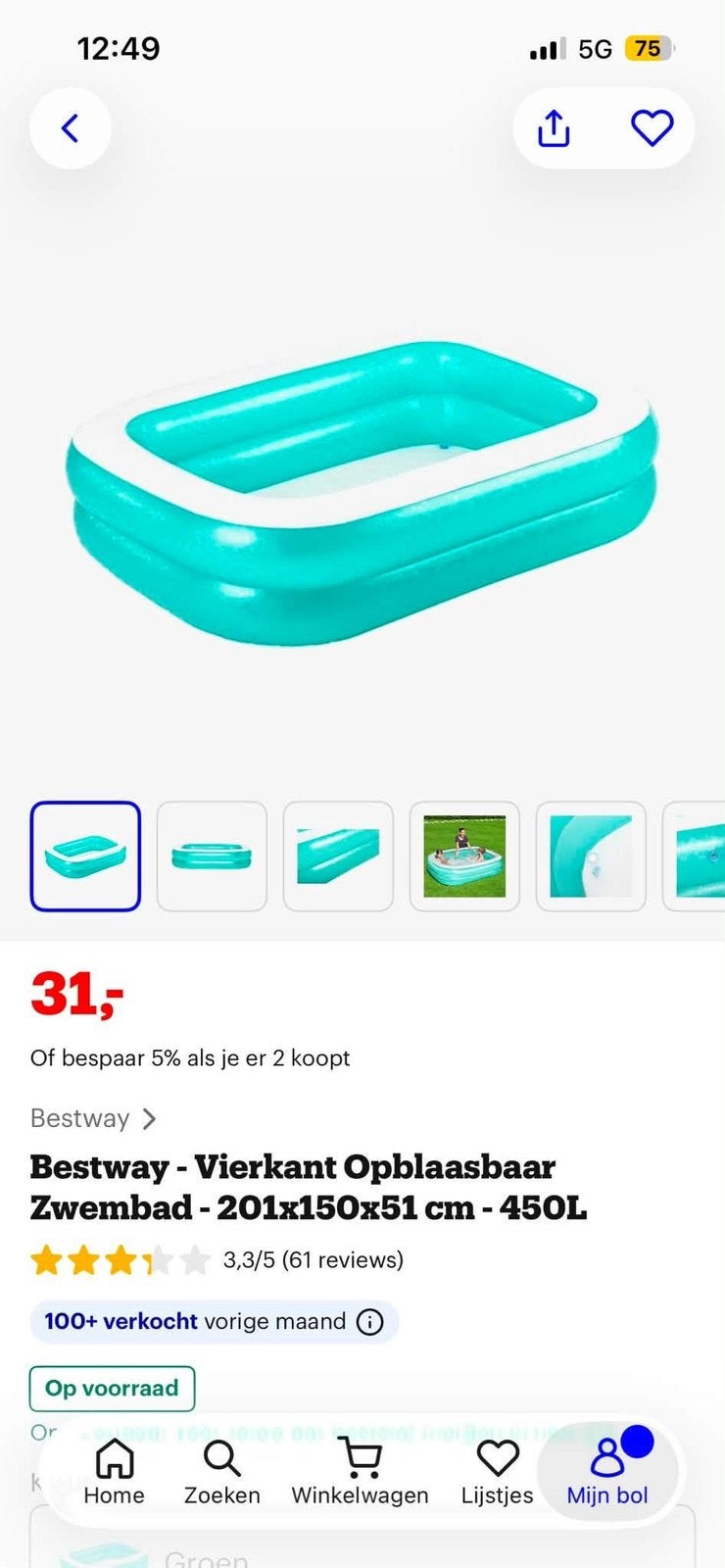Opblaasbaar zwembad, Tuin en Terras, Ophalen, Minder dan 80 cm, Opblaaszwembad, 200 tot 400 cm