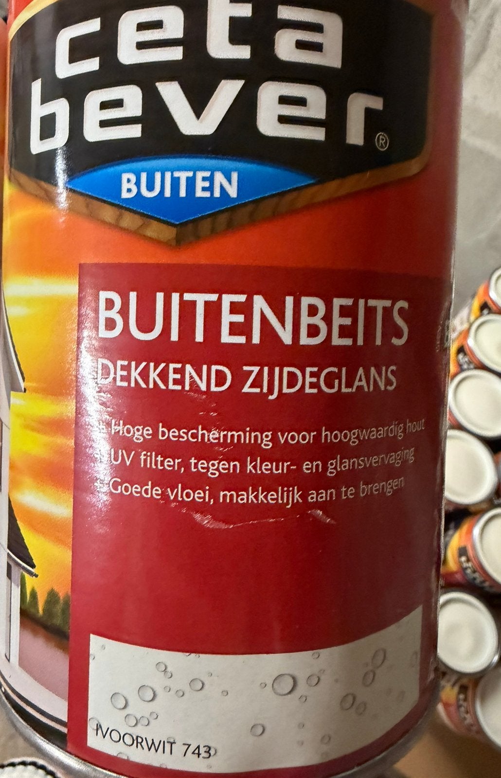 Cetabever dekkende beits ivoorwit 1,25liter, Enlèvement ou Envoi, Neuf
