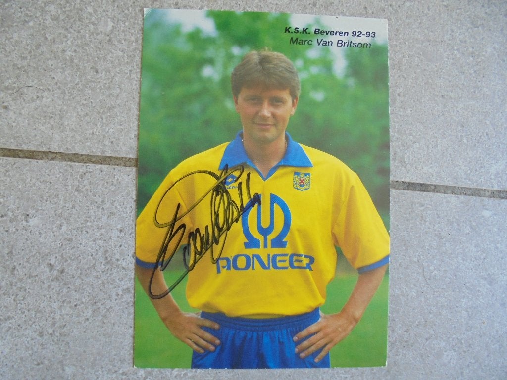 Gehandtekende foto voetballer Marc Van Britsom, Envoi, Photo