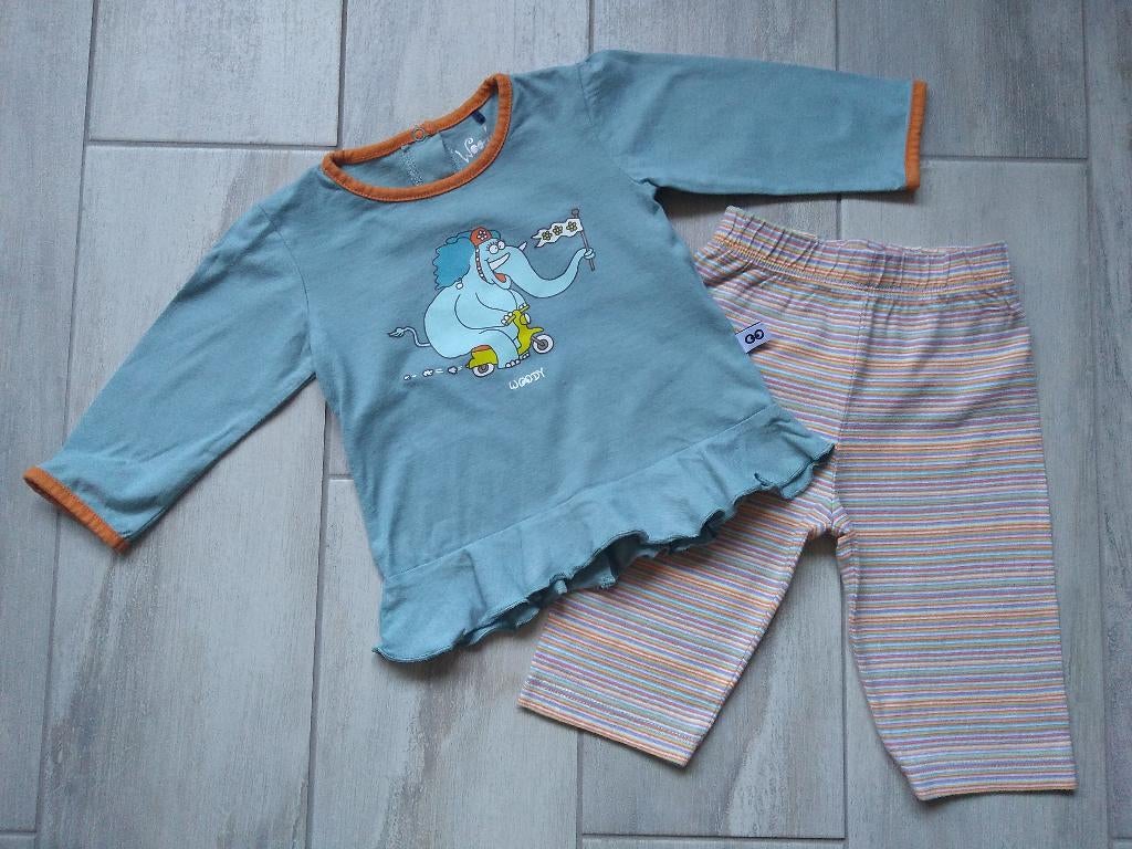 ✿ M62 - Woody pyjama thema olifant, Kinderen en Baby's, Babykleding | Maat 62, Zo goed als nieuw, Meisje, Nacht- of Onderkleding