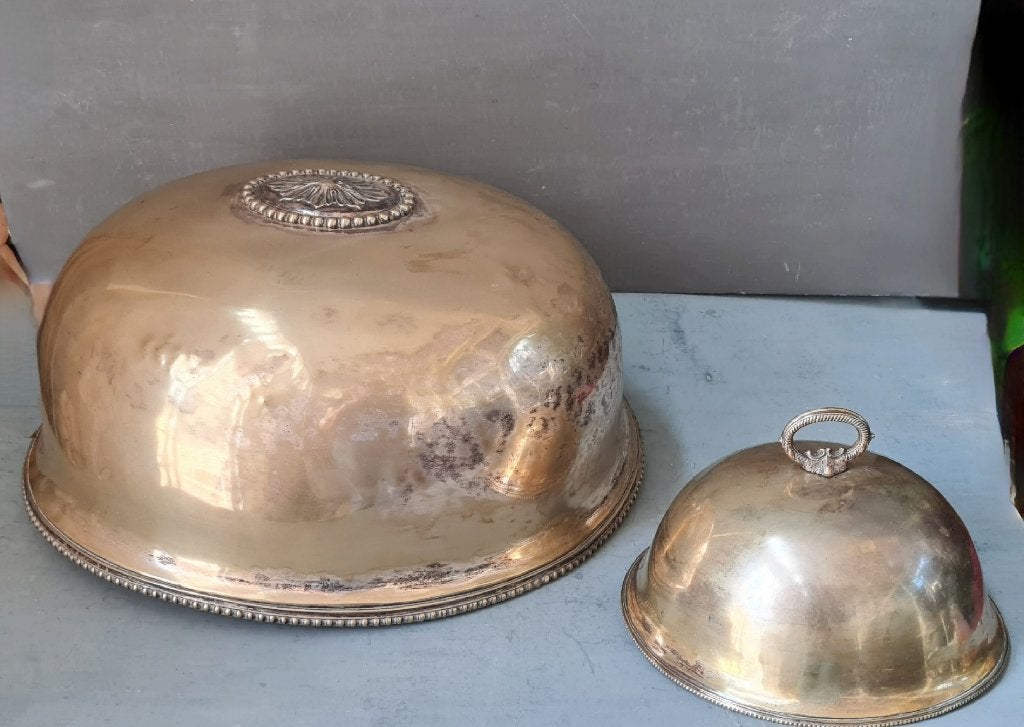 2 Victorian dinner cloches silverplated, Ophalen of Verzenden, Zilver