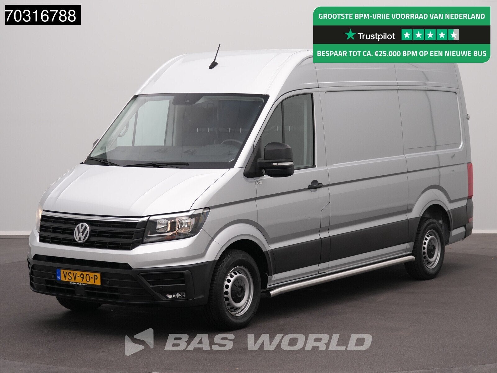 Volkswagen Crafter 140pk L3H3 Trekhaak Navi Airco Cruise Par, Auto's, Dealer onderhouden, Stof, Gebruikt, Euro 6