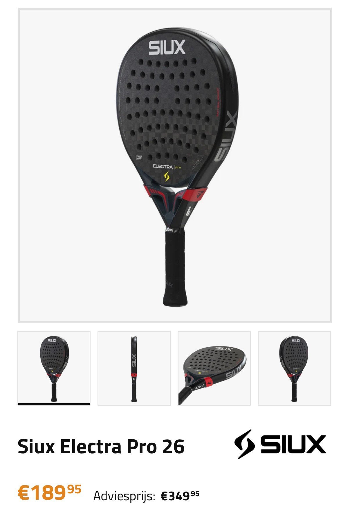 Padelracket Siux Electra Pro 26, Sport en Fitness, Ophalen, Zo goed als nieuw, Padelracket