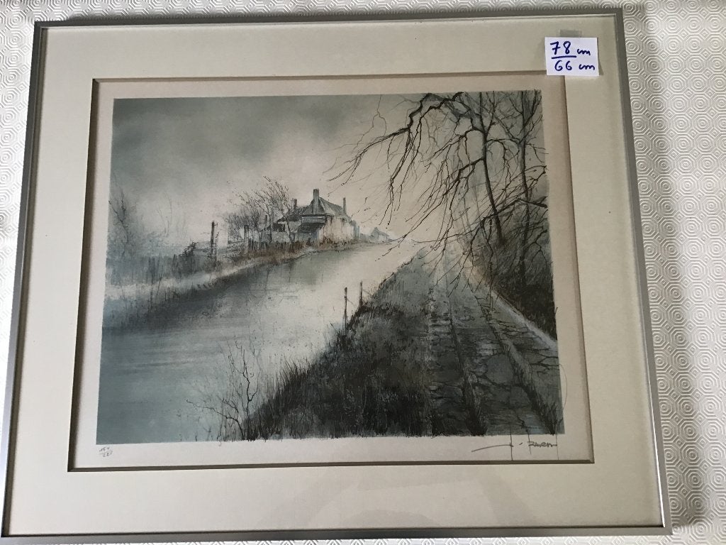 mooie litho in kader van 78 cm op 66 cm, Ophalen