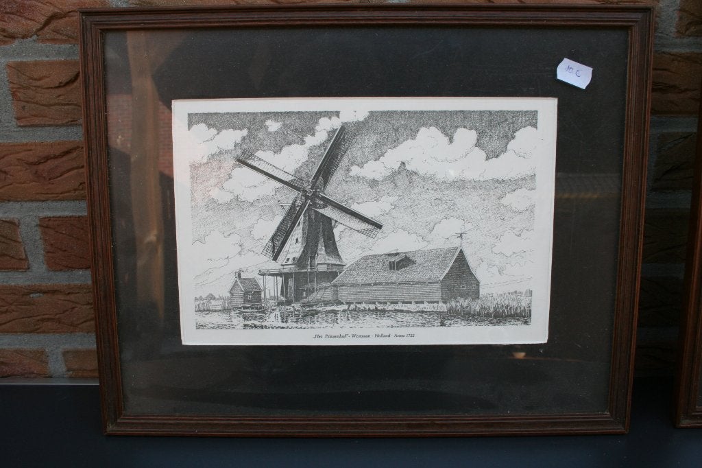 schilderijen met molens, Antiek en Kunst, Ophalen of Verzenden, Ingelijst, Overige onderwerpen
