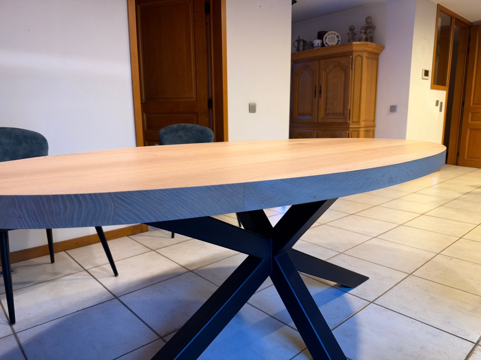 Charrell Dorin eettafel – eik 6 cm dik – als nieuw, Ophalen, 100 tot 150 cm, Eikenhout, 200 cm of meer
