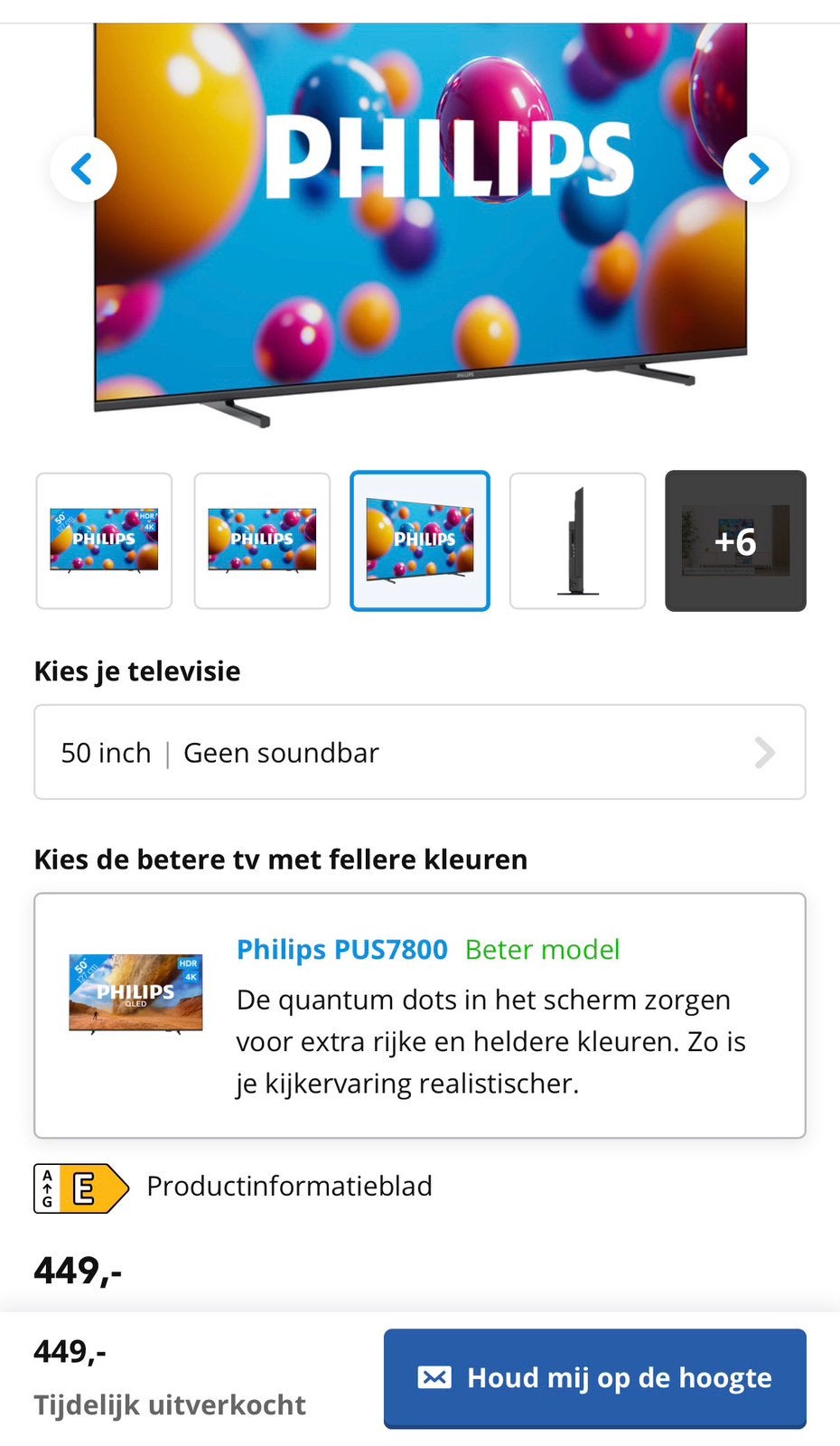 Nieuw in de doos 1 keer gespeeld nieuw 449€, Audio, Tv en Foto, Televisies, Ophalen, Philips, LED, Nieuw