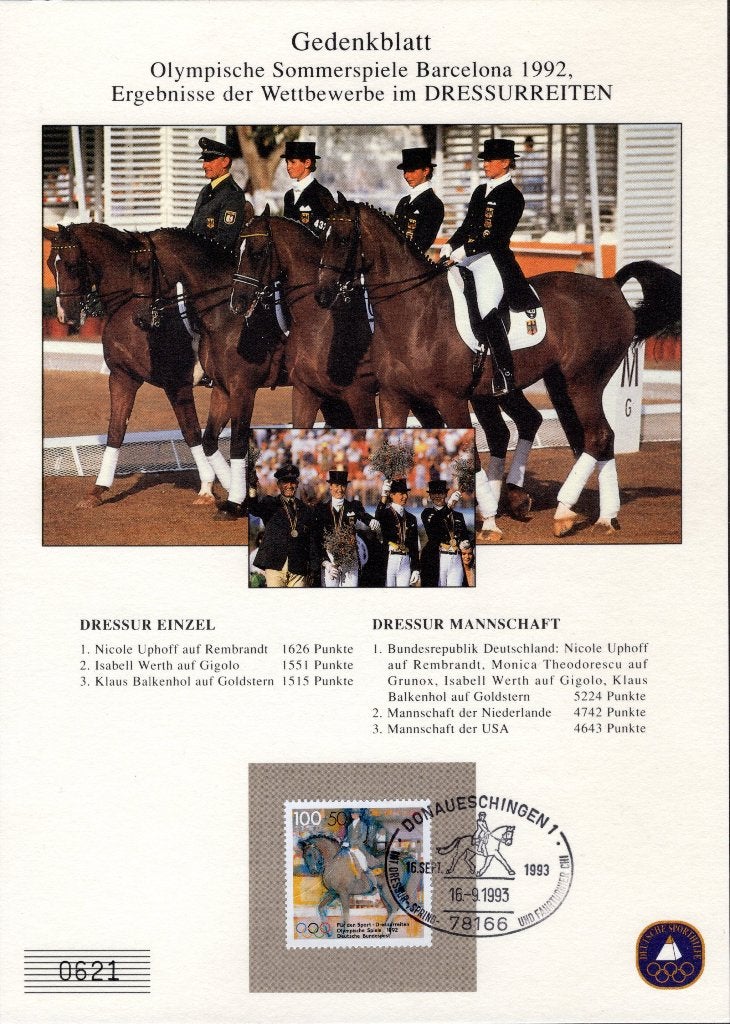 ALLEMAGNE, Mi 1594, Jeux olympiques d'été  1992, Envoi, Affranchi