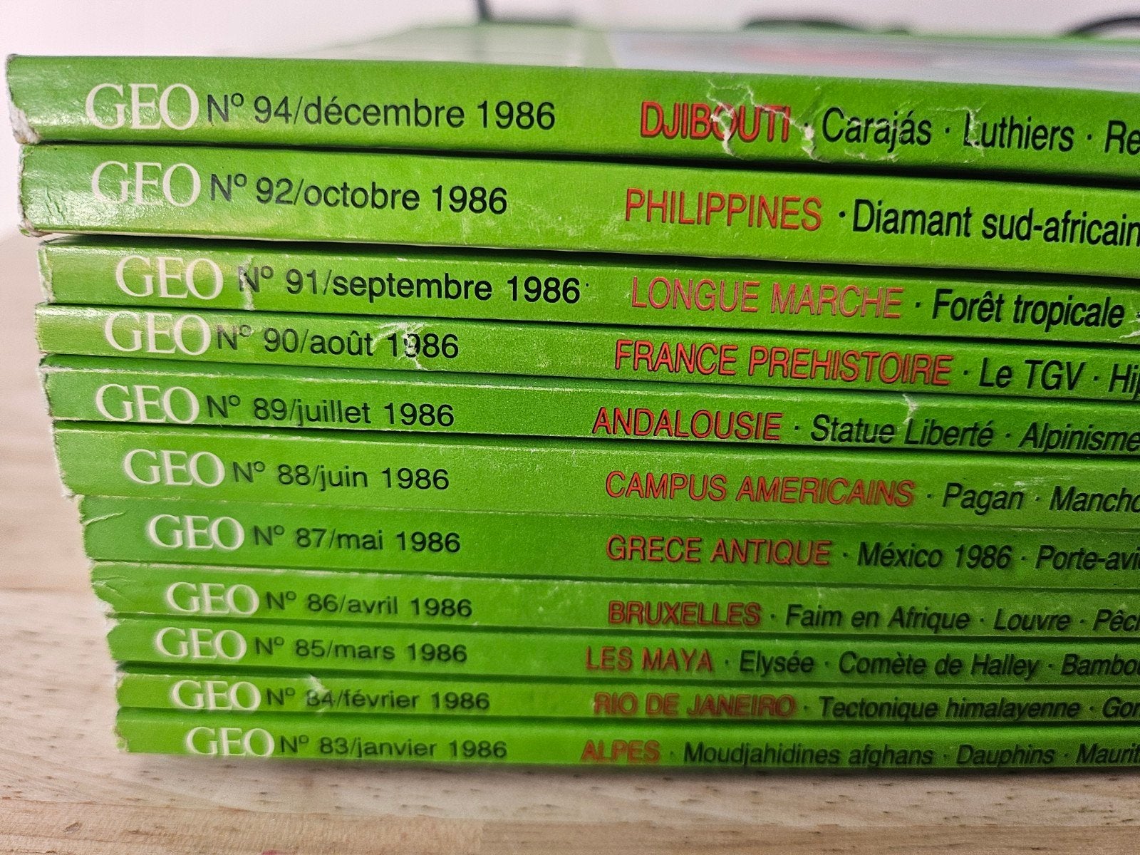 GEO 1986 (Fr) - 11 éditions
N 59+60+61+62+63+65+66+67+68+69, Antiquités & Art, Enlèvement ou Envoi