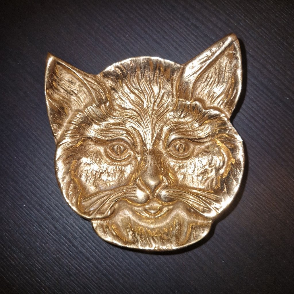 Vintage messing schaaltje kattenkop, Ophalen, Koper