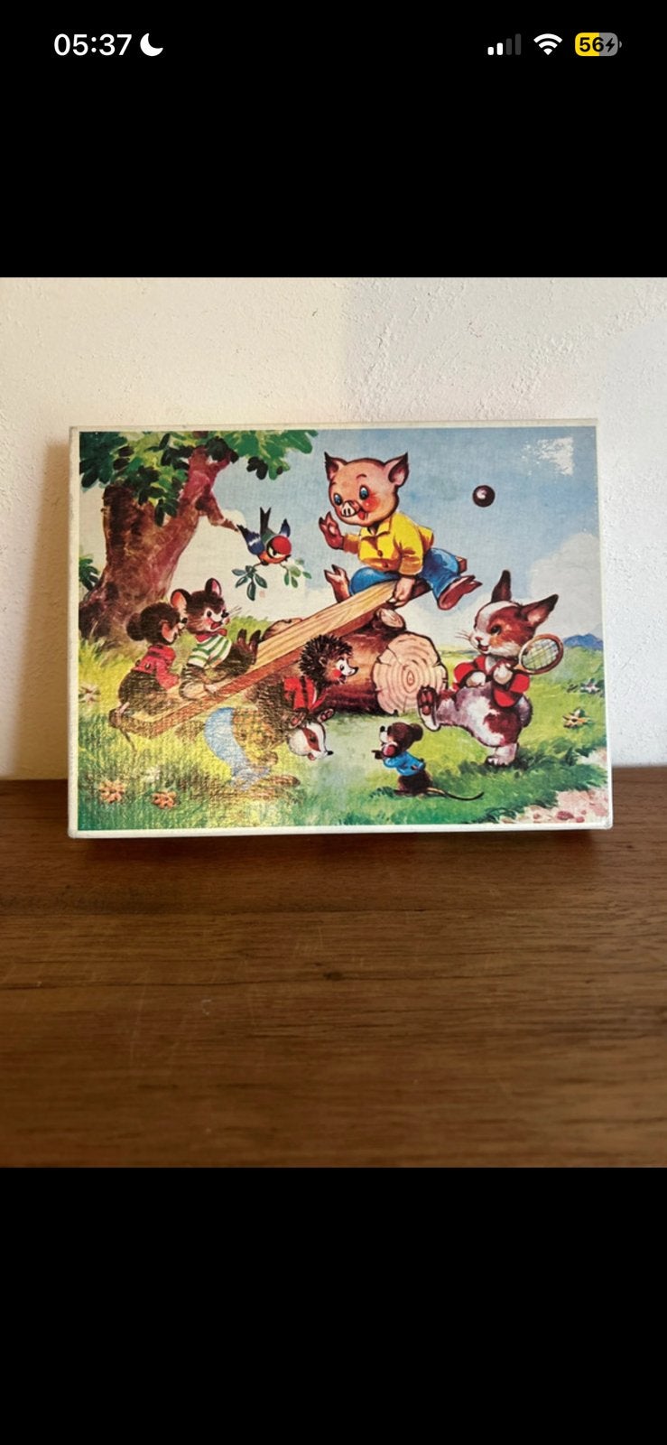 Oude Jigsaw houten puzzel schattige diertjes, Antiek en Kunst, Ophalen of Verzenden