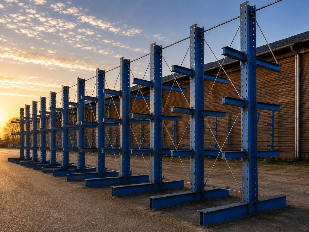 Draagarmstelling 4,2m | 800 kg per arm Dubbelzijdig Gebruikt, Articles professionnels, Aménagement de Bureau & Magasin | Entrepôt, Rayonnage & Stockage