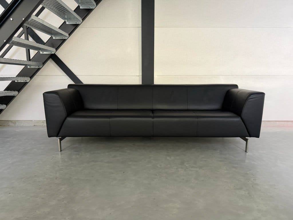 Rolf Benz 318 Linea – Zwart Leder – Absolute topconditie, Ophalen, Pode Leolux Jori Cassina Minotti, 75 tot 100 cm, Zo goed als nieuw