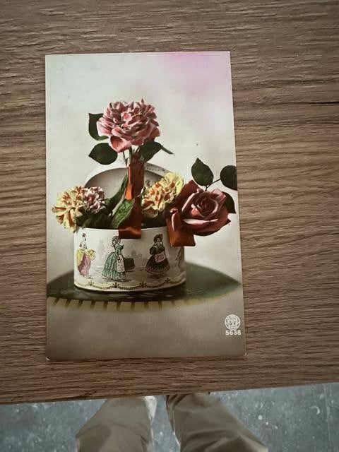 postkaart carte postale bloempot 5638, Verzamelen, Ophalen of Verzenden, Gelopen