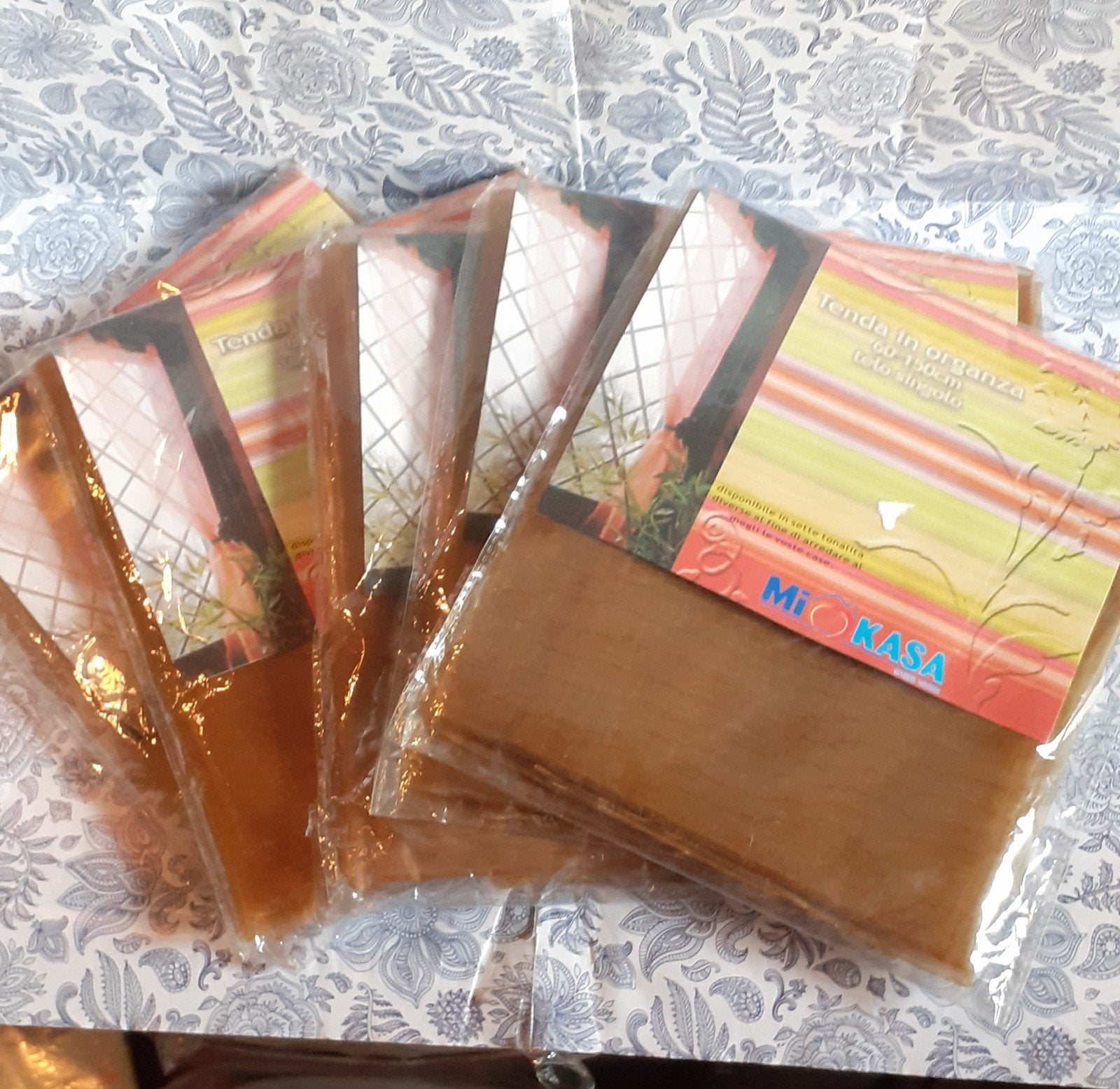 Lot de 5 rideaux voile d' organza de 60 sur 150cm, Ophalen of Verzenden, Goud
