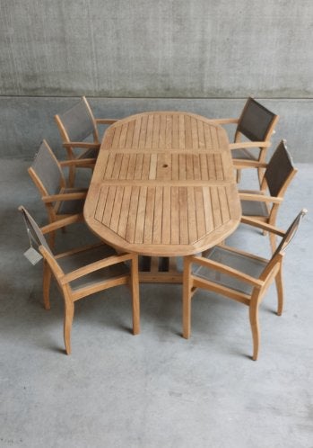 Set van 6 tuinstoelen teak, Huis en Inrichting, Ophalen, Nieuw, Grijs, Vijf, Zes of meer stoelen
