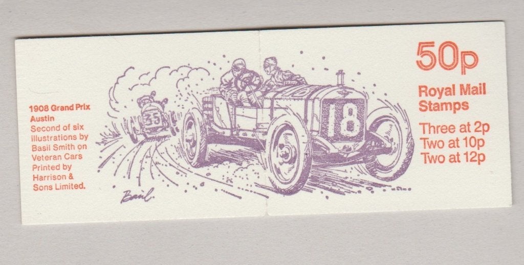 GB 1979 50p Booklet SG FB11B 1908 Grand-Prix Austin **, Verzenden, Postfris