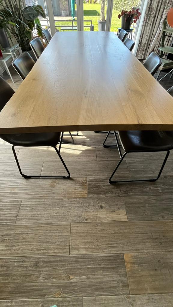 Eettafel maat L in massief eikenhout, Huis en Inrichting, Ophalen, Gebruikt, 100 tot 150 cm, Eikenhout