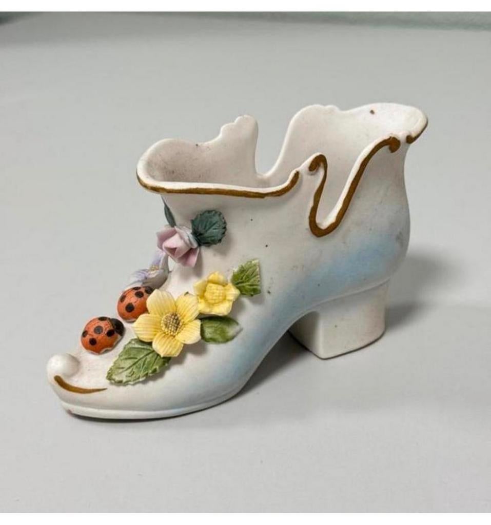 Vintage Victoriaanse bisque porseleinen schoen porselein, Antiek en Kunst, Ophalen of Verzenden