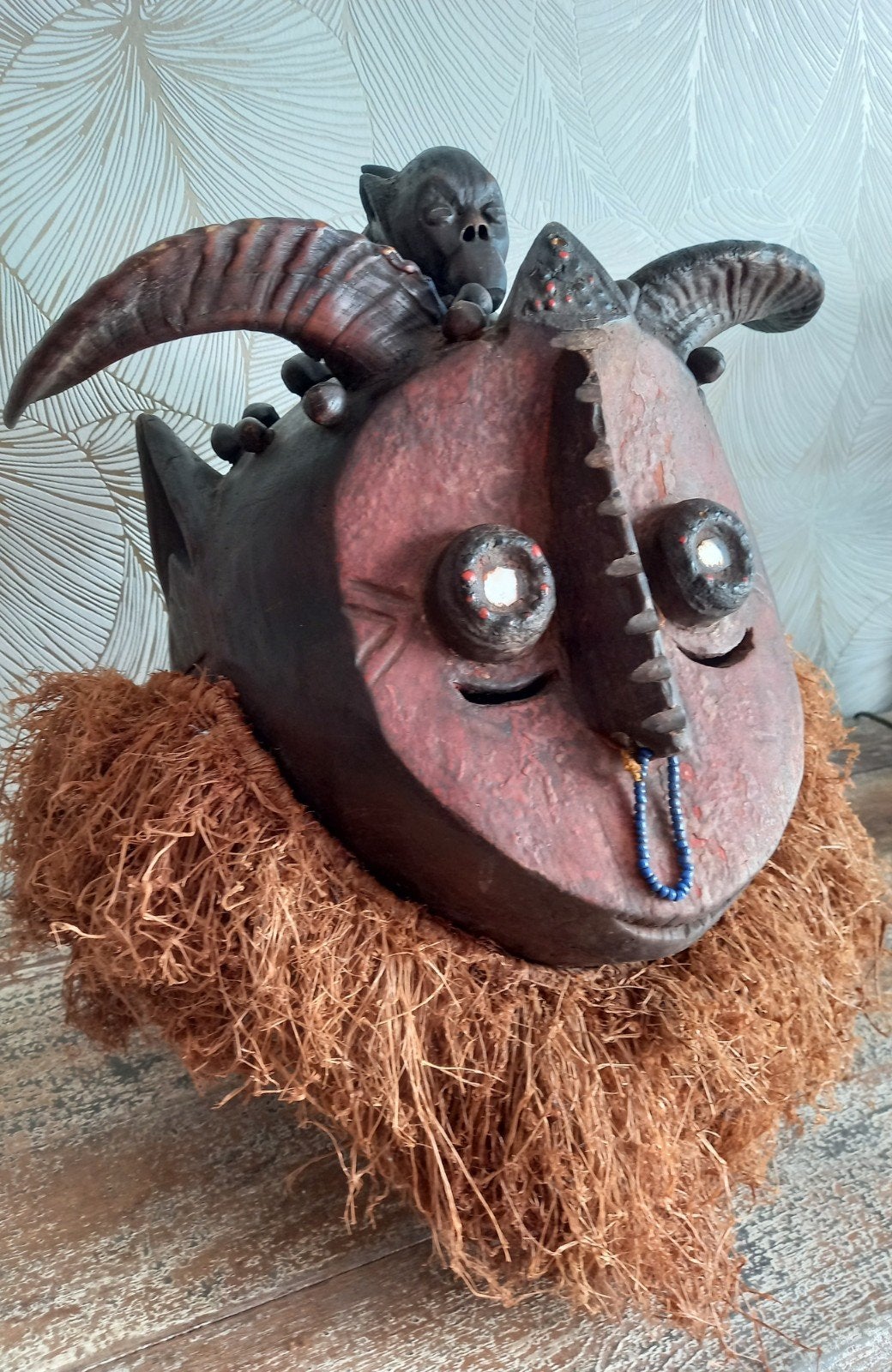 Afrikaans BEMBE helm-masker DR Congo, Antiek en Kunst, Afrika, Ophalen of Verzenden, Hout